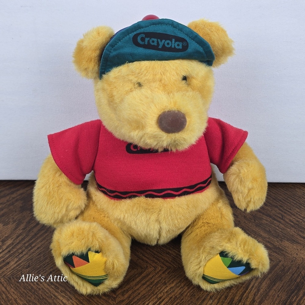 90s Crayola Teddy Bear Crayons Vintage GUND Hat‎ Shirt Toy Decor Red Rainbow 10"